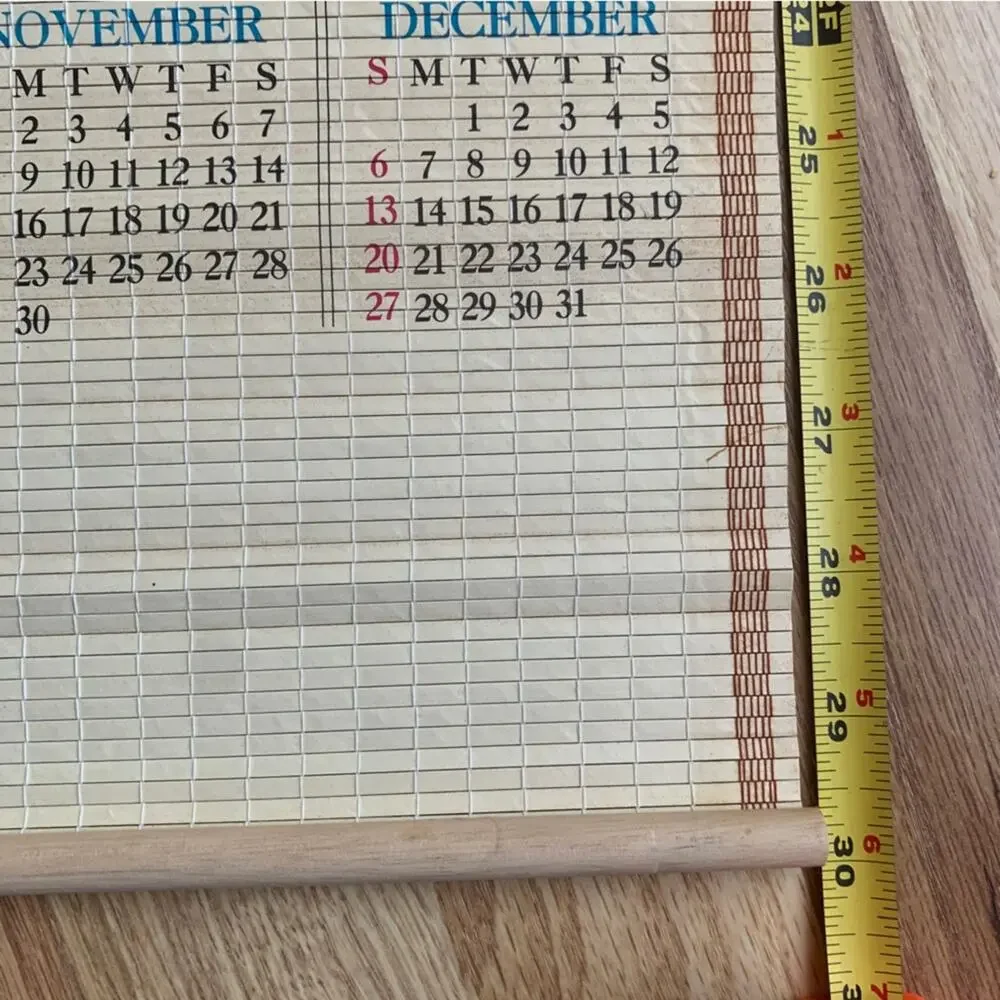 1987 Chinese Bamboo Calendar 2 Girls Tree Lotus Collectible